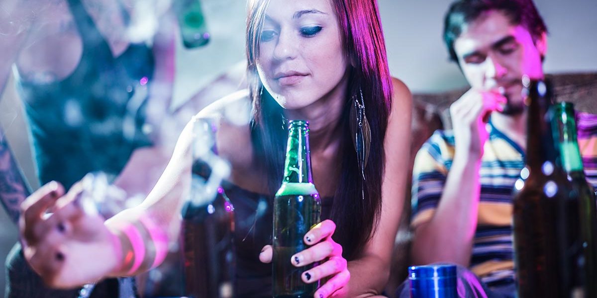 teen drug and alcohol addiction happening as adolescents drink and smoke