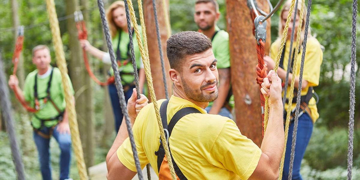 man gets rope course therapy