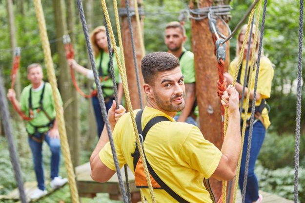 man gets rope course therapy