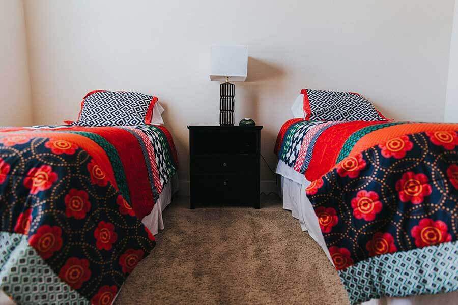 Beds in residential program apartment for addiction treatment patients