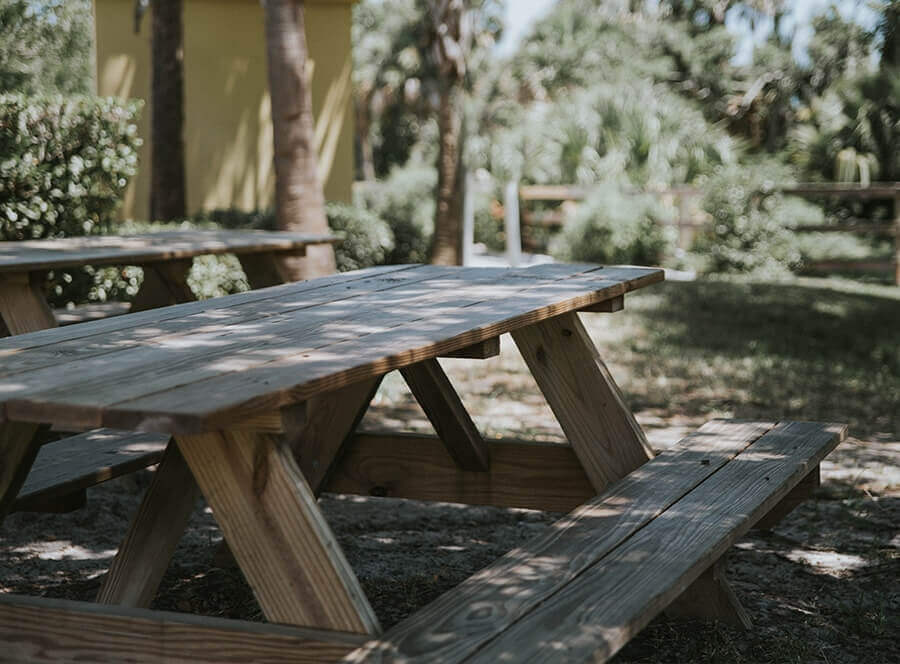picnic tables at Beaches Recovery Home