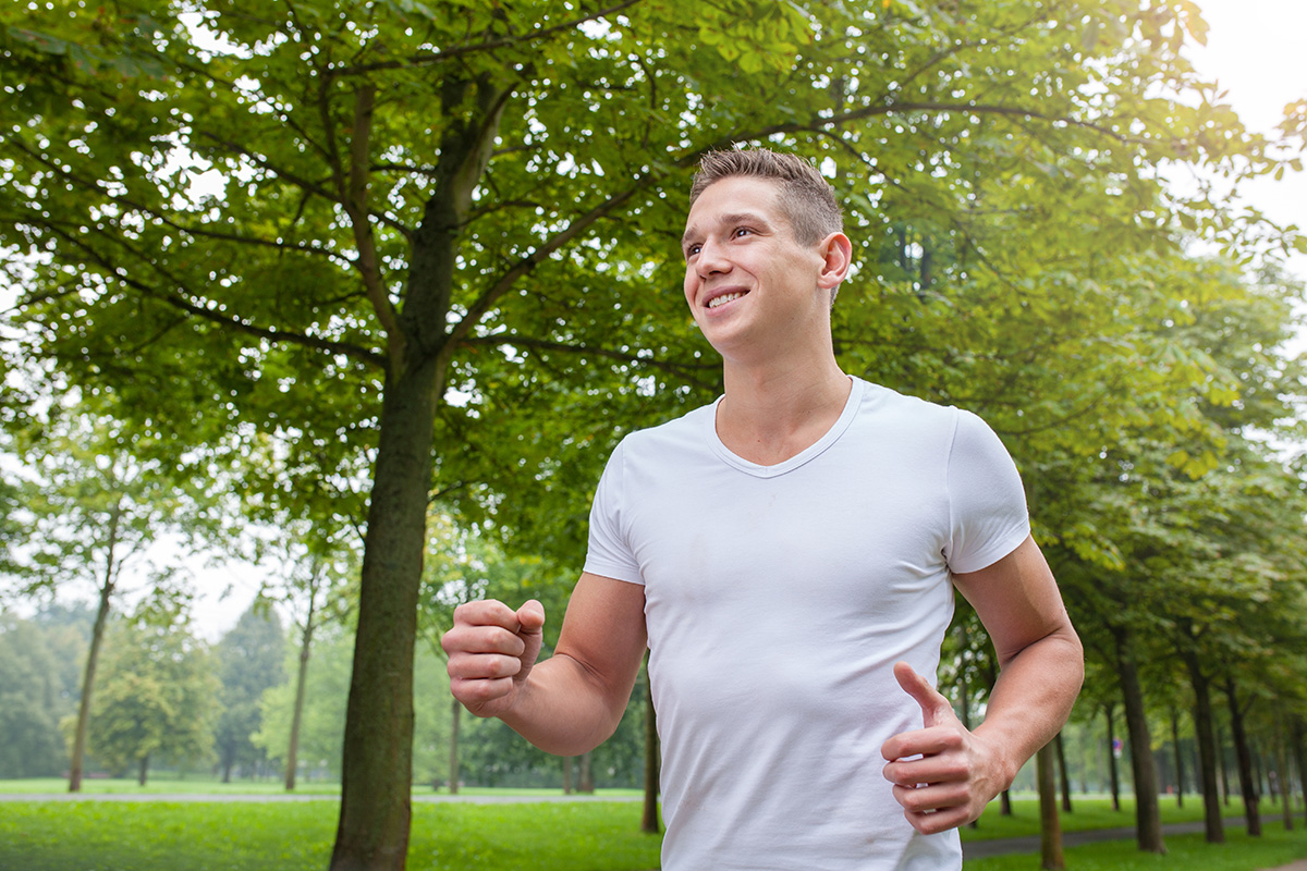 man jogging in the park for the guided self help program
