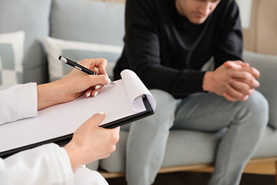 woman taking notes as man requests a Drug Rehab Center for Virginia residents