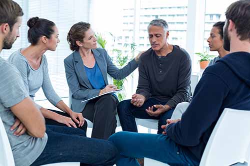 drug addiction center group therapy session